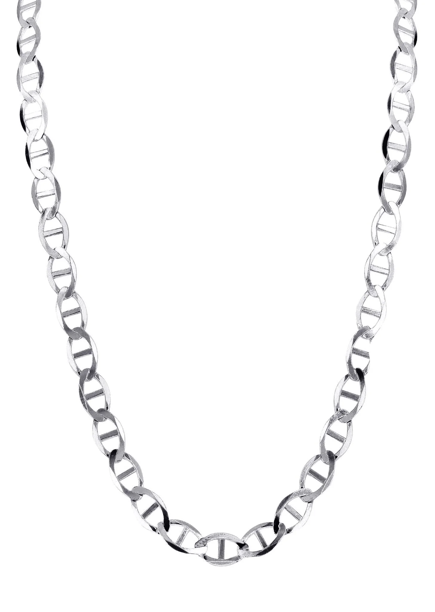 White Gold Chain - Womens Solid Mariner Chain 10K Gold - Image 3