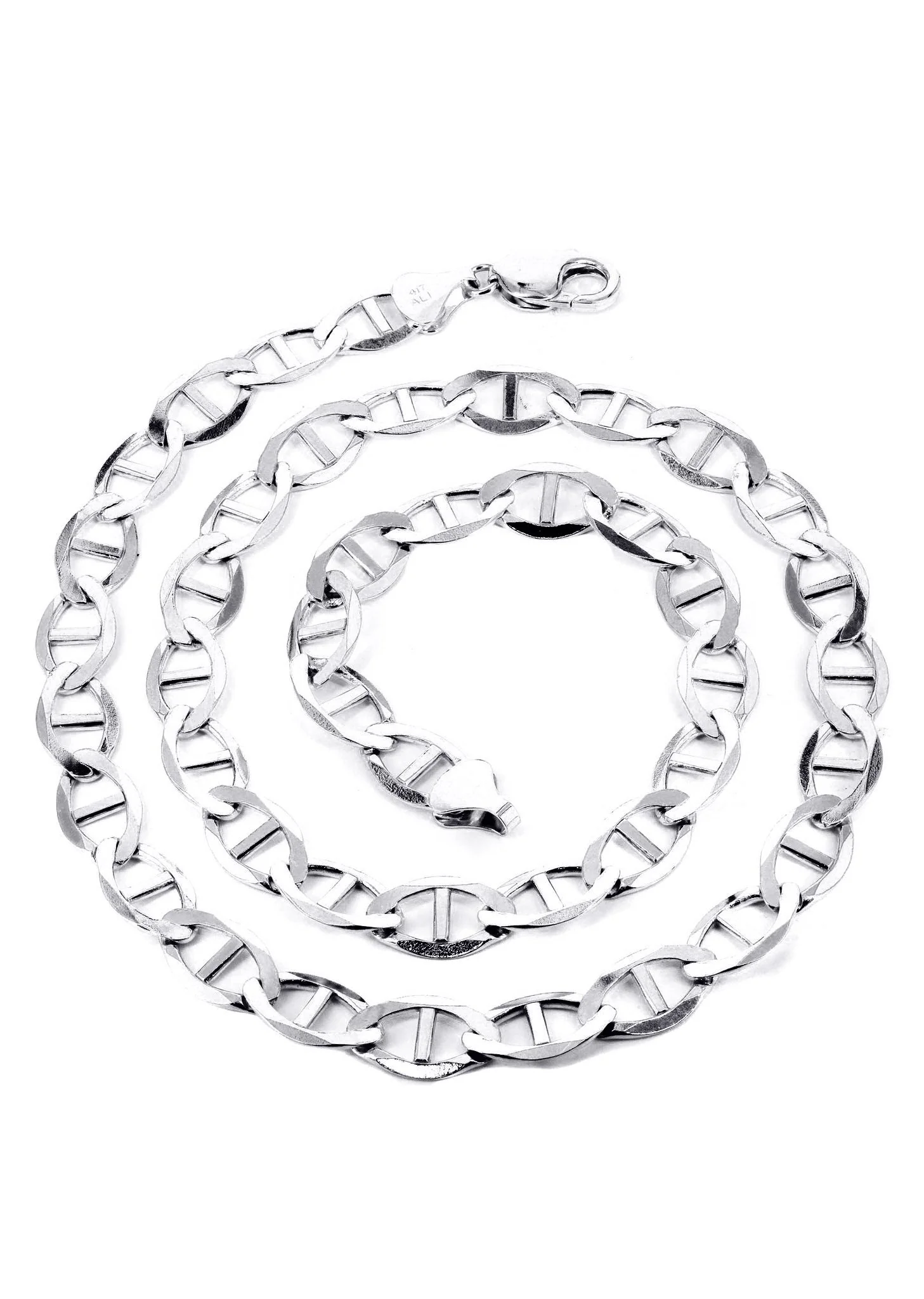 White Gold Chain - Womens Solid Mariner Chain 10K Gold - Image 4
