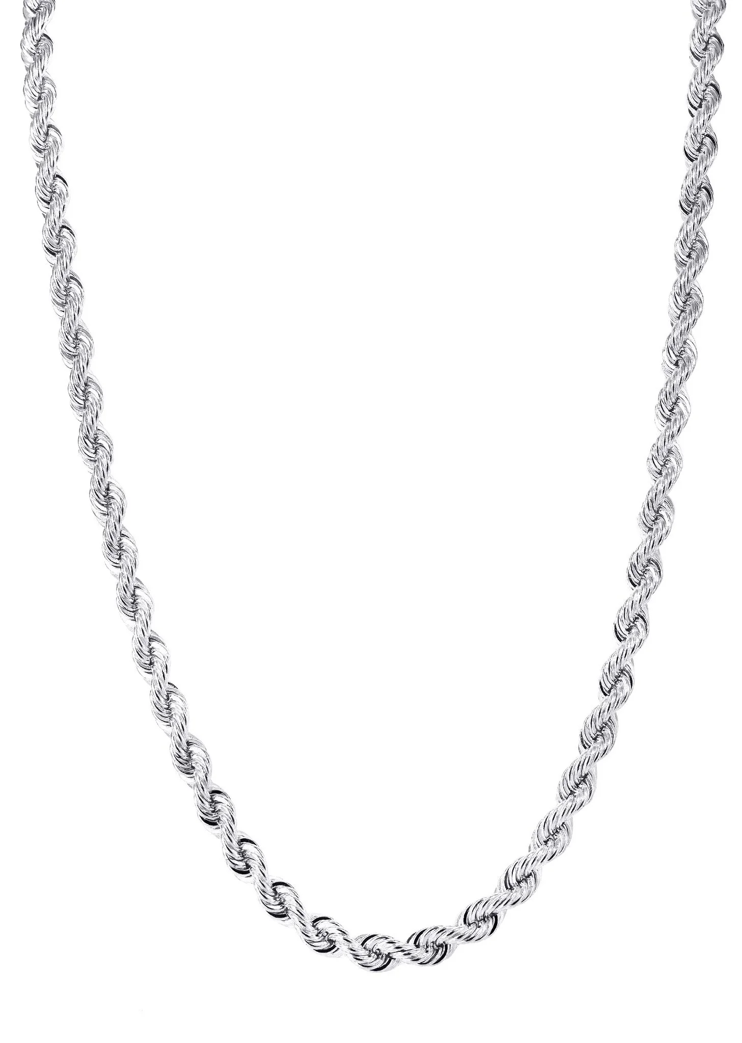 White Gold Chain - Womens Solid Rope Chain 10K Gold - Image 3