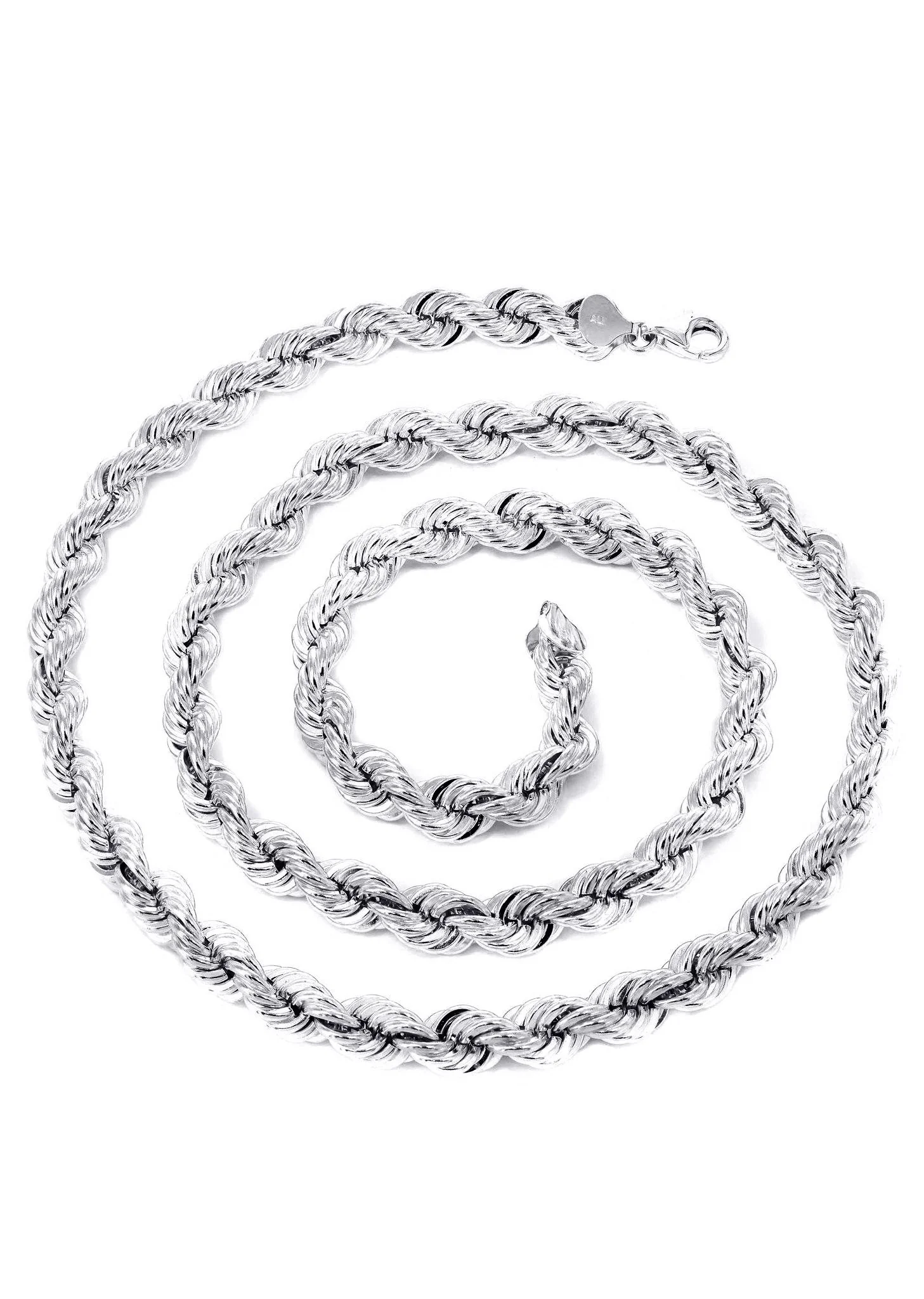 White Gold Chain - Womens Solid Rope Chain 10K Gold - Image 4