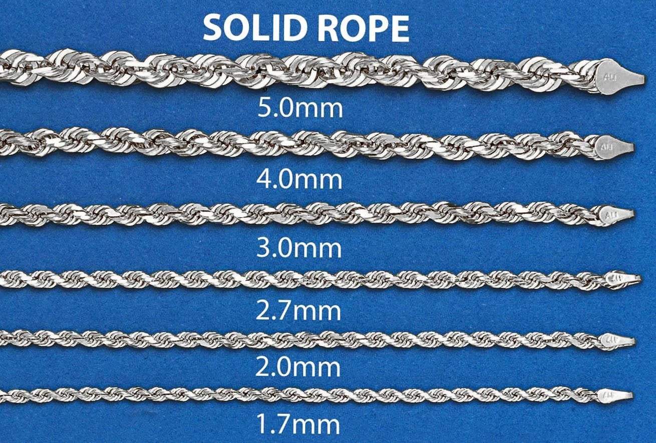 White Gold Chain - Womens Solid Rope Chain 10K Gold - Image 5