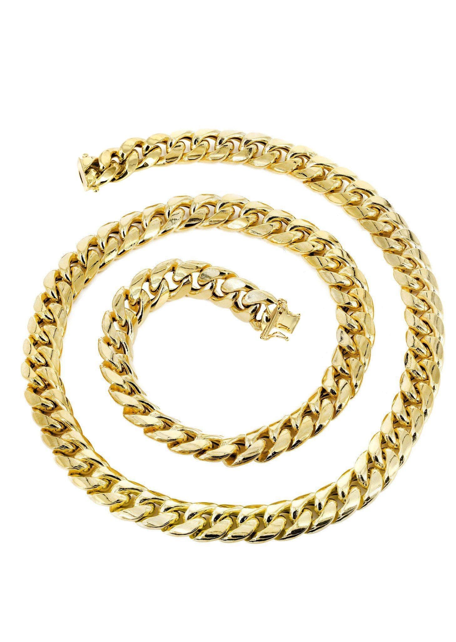 Gold Chain - Womens Semi Solid  Miami Cuban Link Chain 10K Gold - Image 2