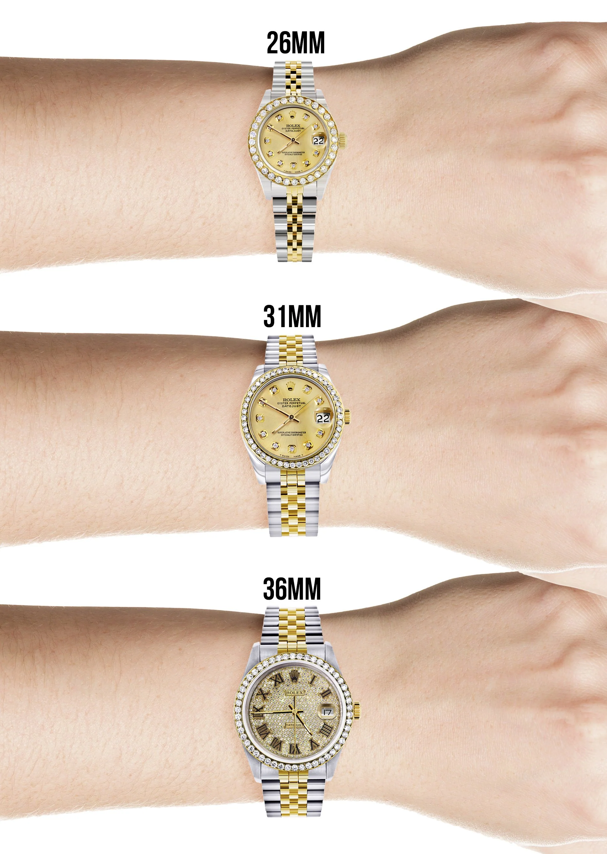 Womens Diamond Gold Rolex Watch | 1 Carat Bezel | 26Mm | Blue Pearl Dial | Jubilee Band - Image 7
