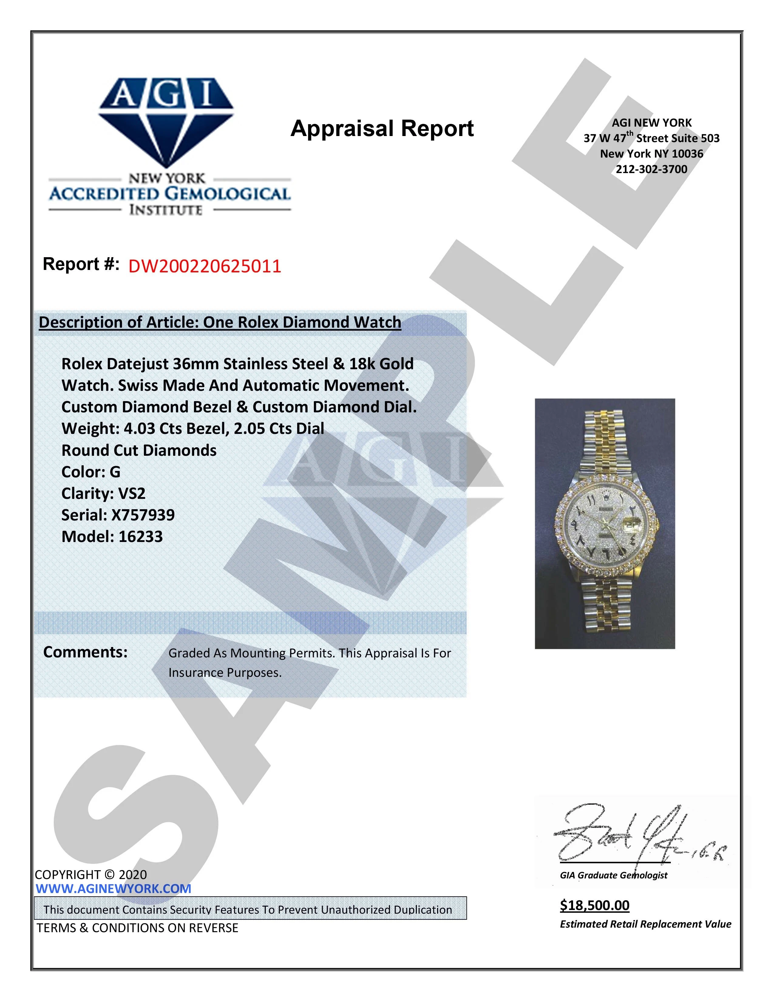 Womens Diamond Gold Rolex Watch | 1 Carat Bezel | 26Mm | Gold Diamond Dial | Jubilee Band - Image 7