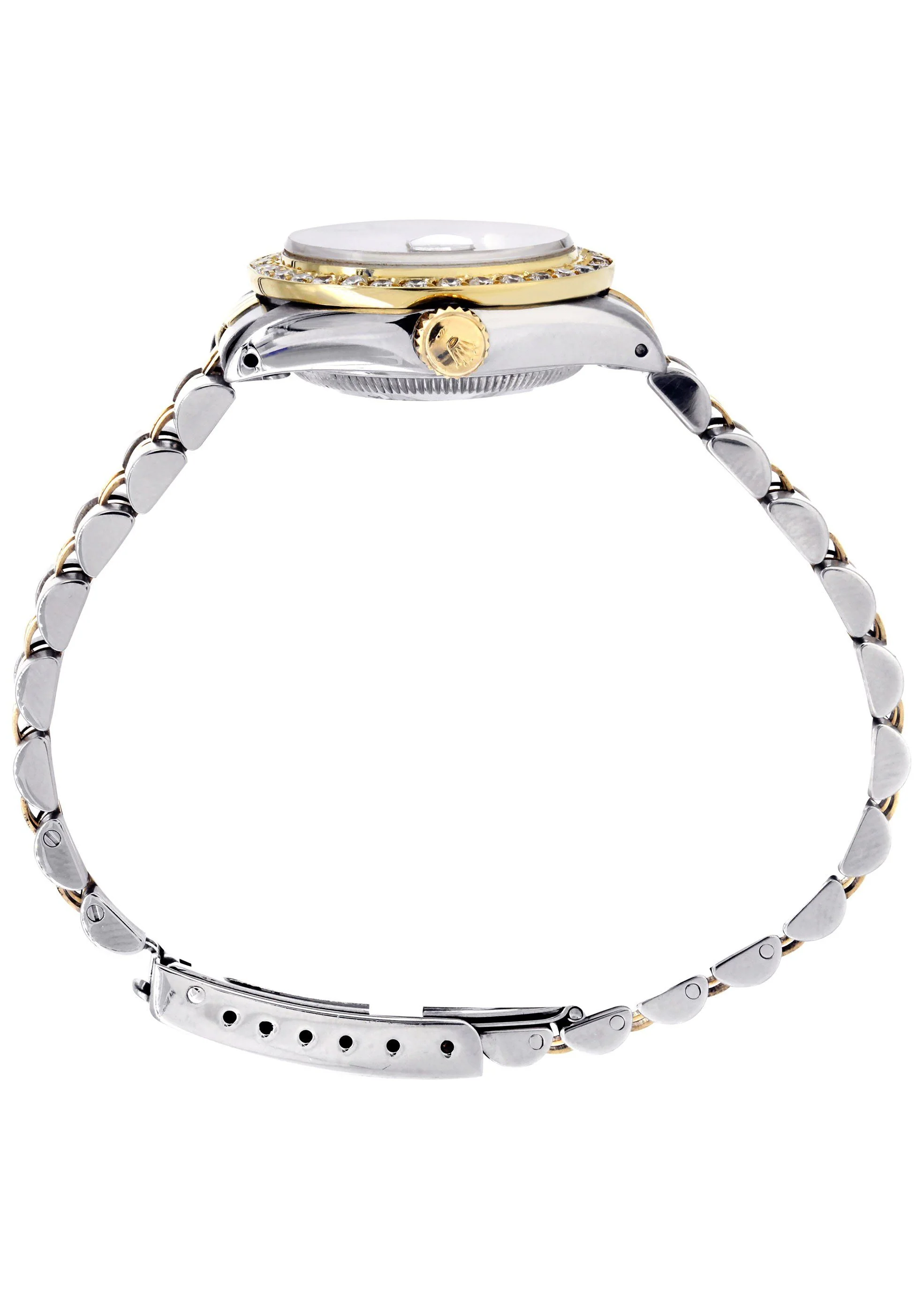 Womens Diamond Gold Rolex Watch | 1 Carat Bezel | 26Mm | Red Pearl Dial | Jubilee Band - Image 4