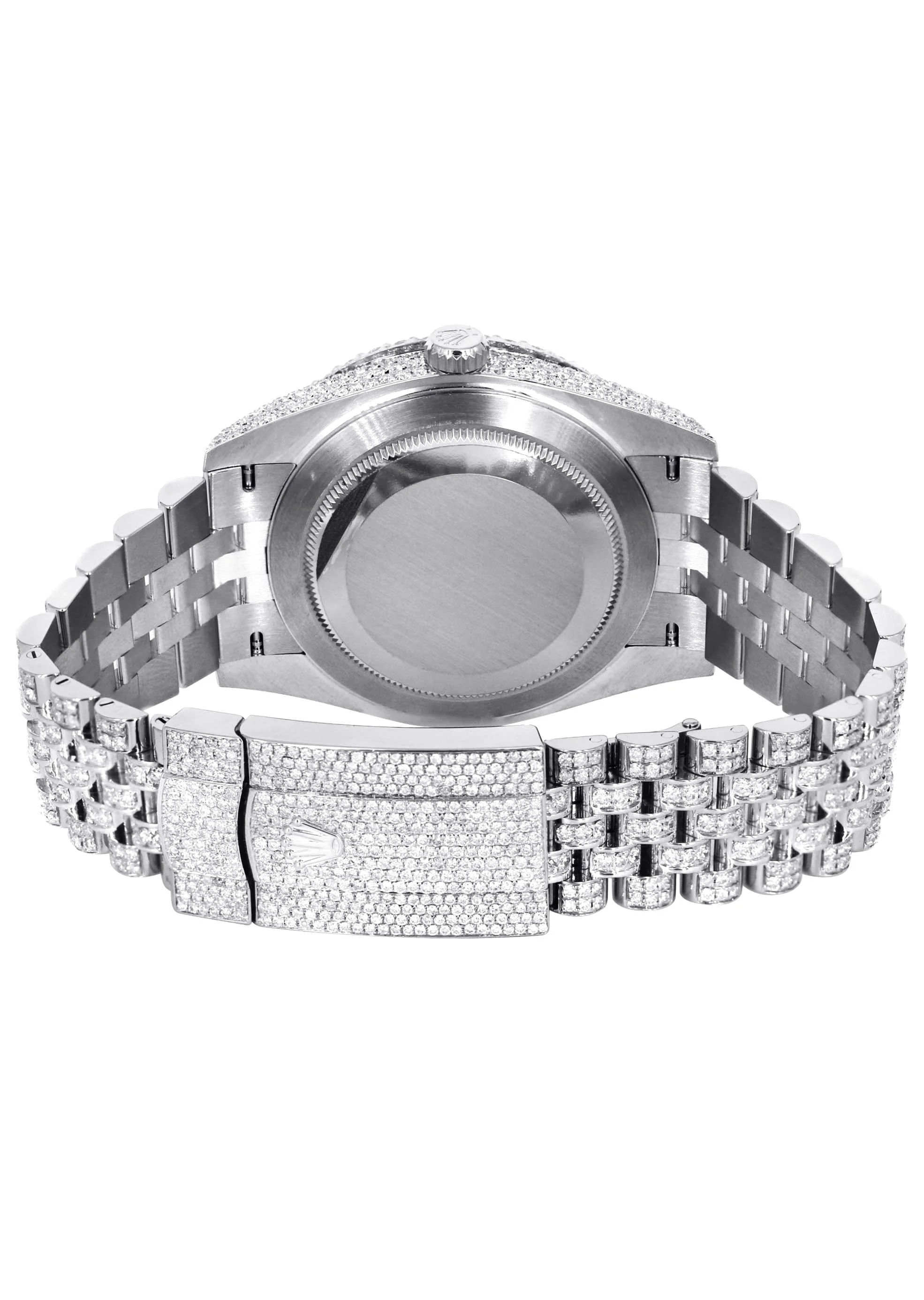 Womens Diamond Iced Out Rolex Datejust 41 | 25 Carats Of Diamonds | Custom Pink Roman Numeral Diamond Dial | Two Row | Jubilee Band - Image 3