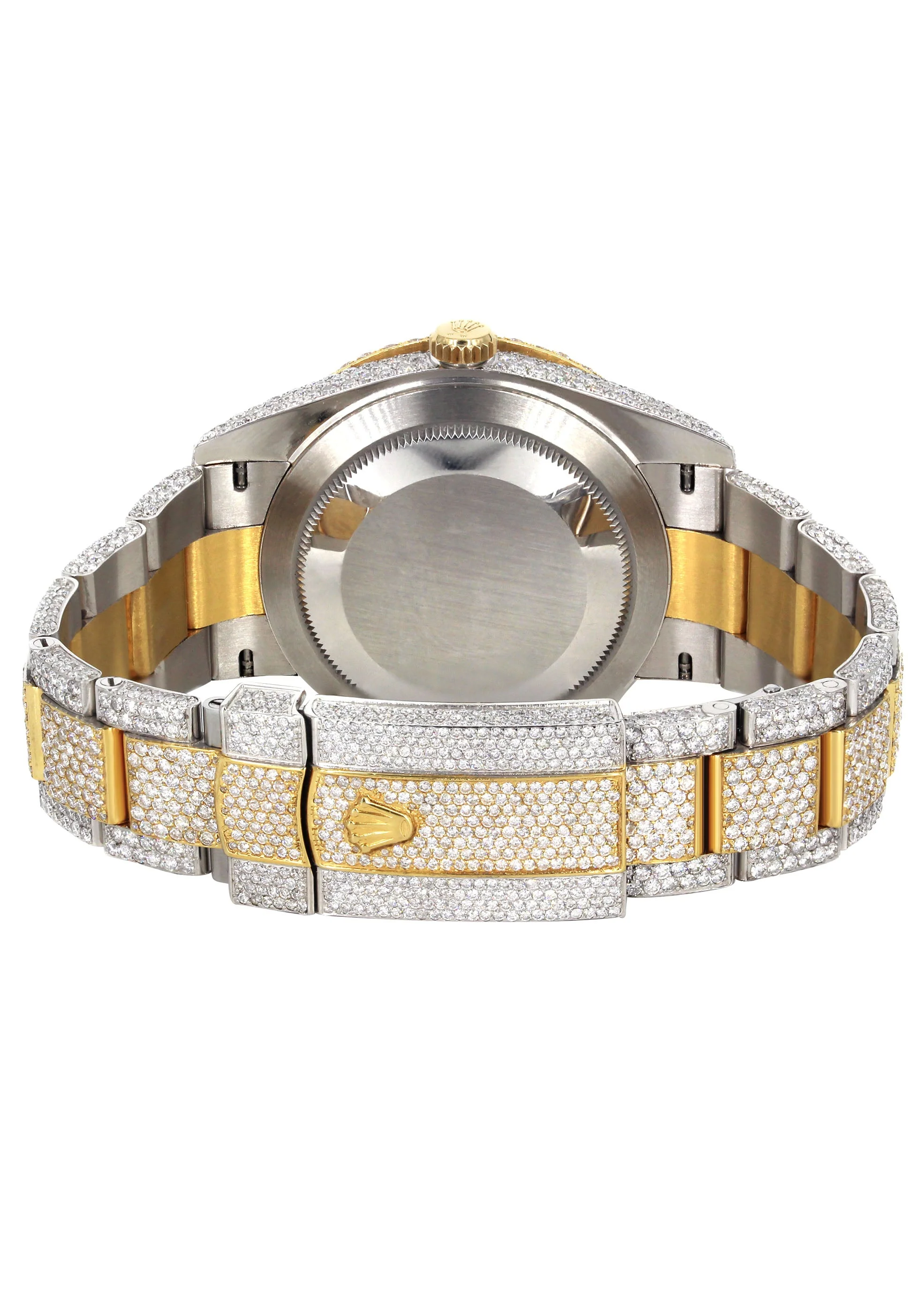 Womens Diamond Iced Out Rolex Datejust 41 | 25 Carats Of Diamonds | Green Diamond Dial | Two Tone | Two Row | Oyster Band - Image 4