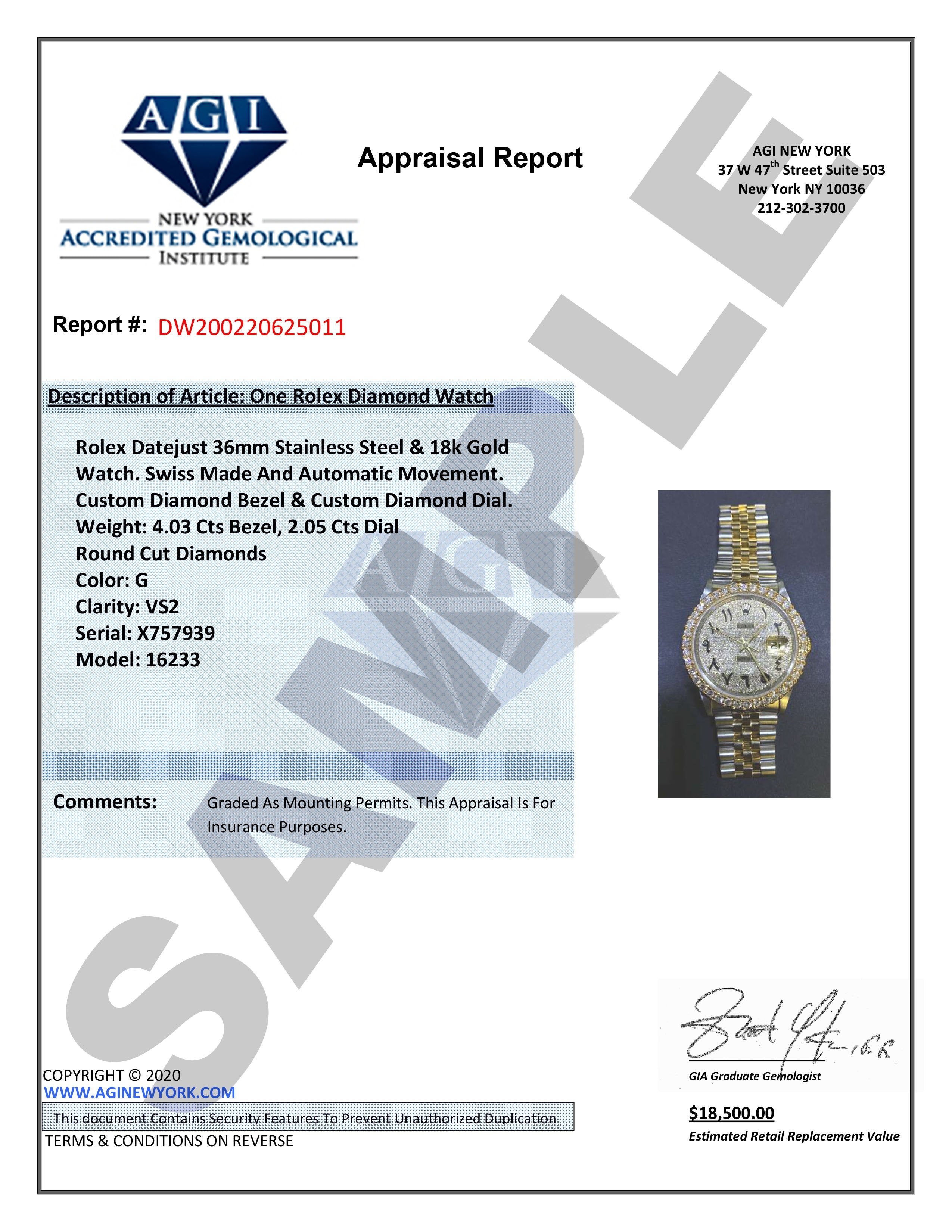 Womens Rolex Datejust II Watch | 41 MM | Diamond Arabic Numeral Dial | Two Row | Oyster Band - Image 6