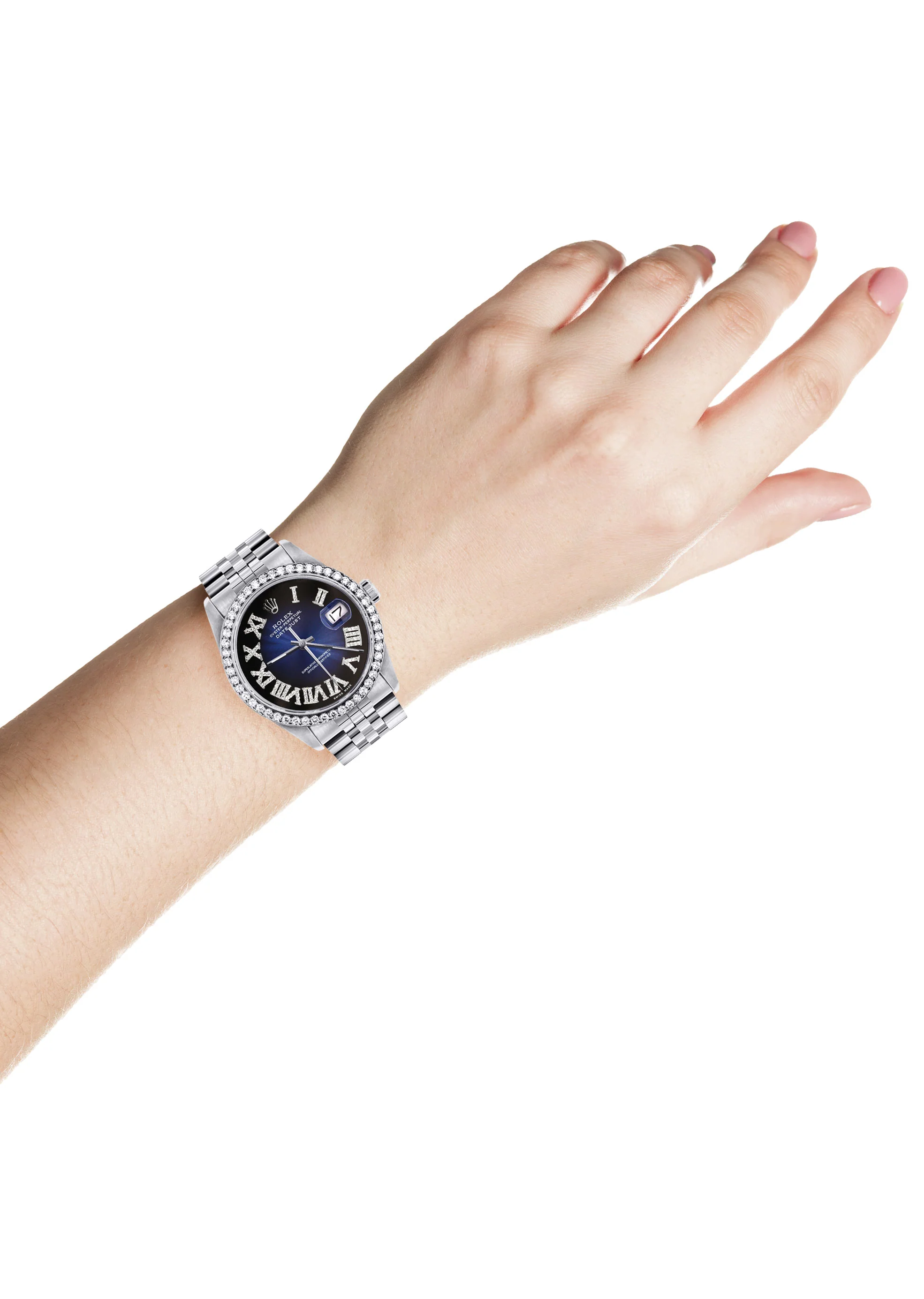 Womens Rolex Datejust Watch 16200 | 36Mm | Blue Black Roman Numeral Dial | Jubilee Band - Image 4
