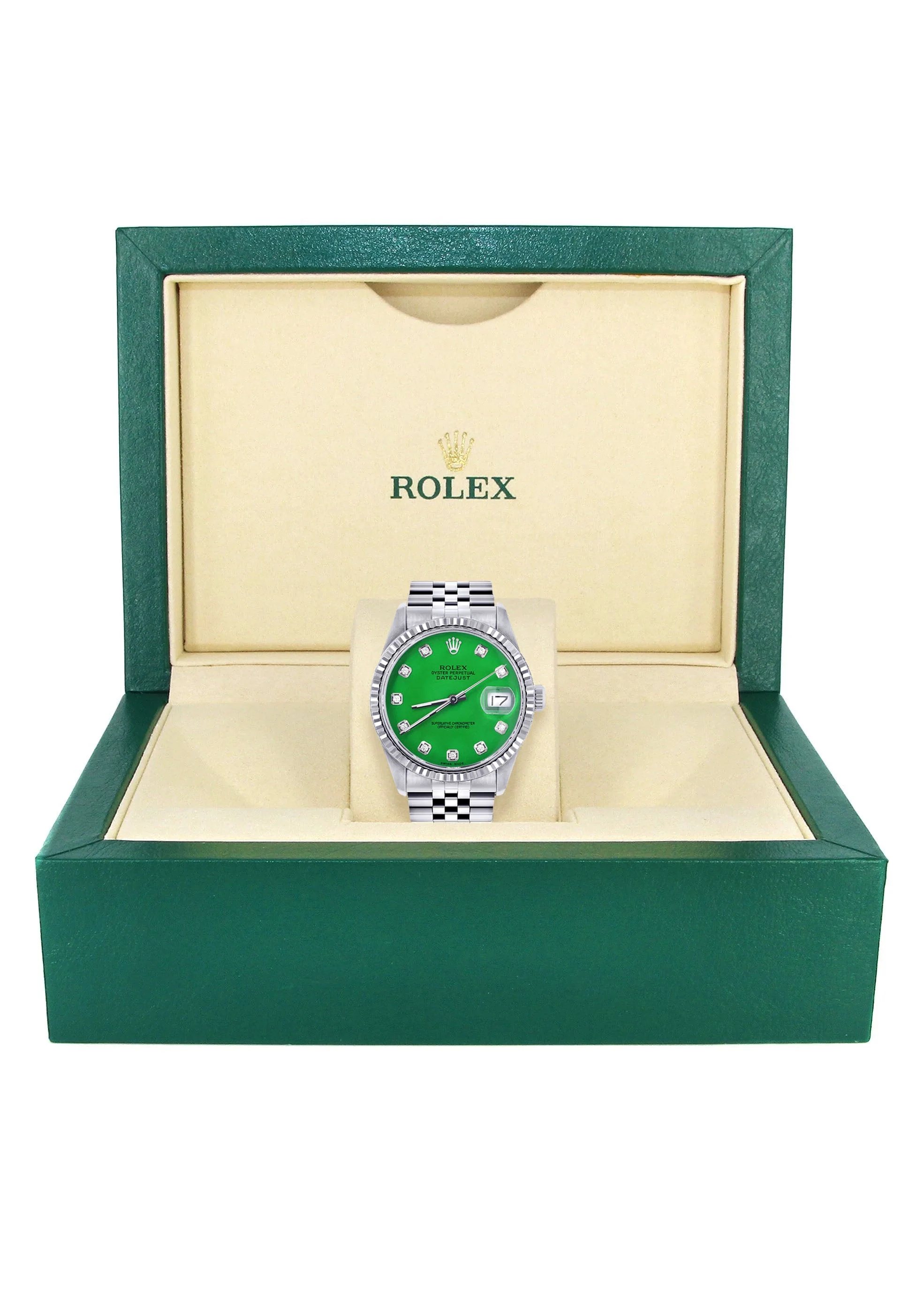 Womens Rolex Datejust Watch 16200 | Fluted Bezel | 36Mm | Green Dial | Fluted Bezel | Jubilee Band - Image 5