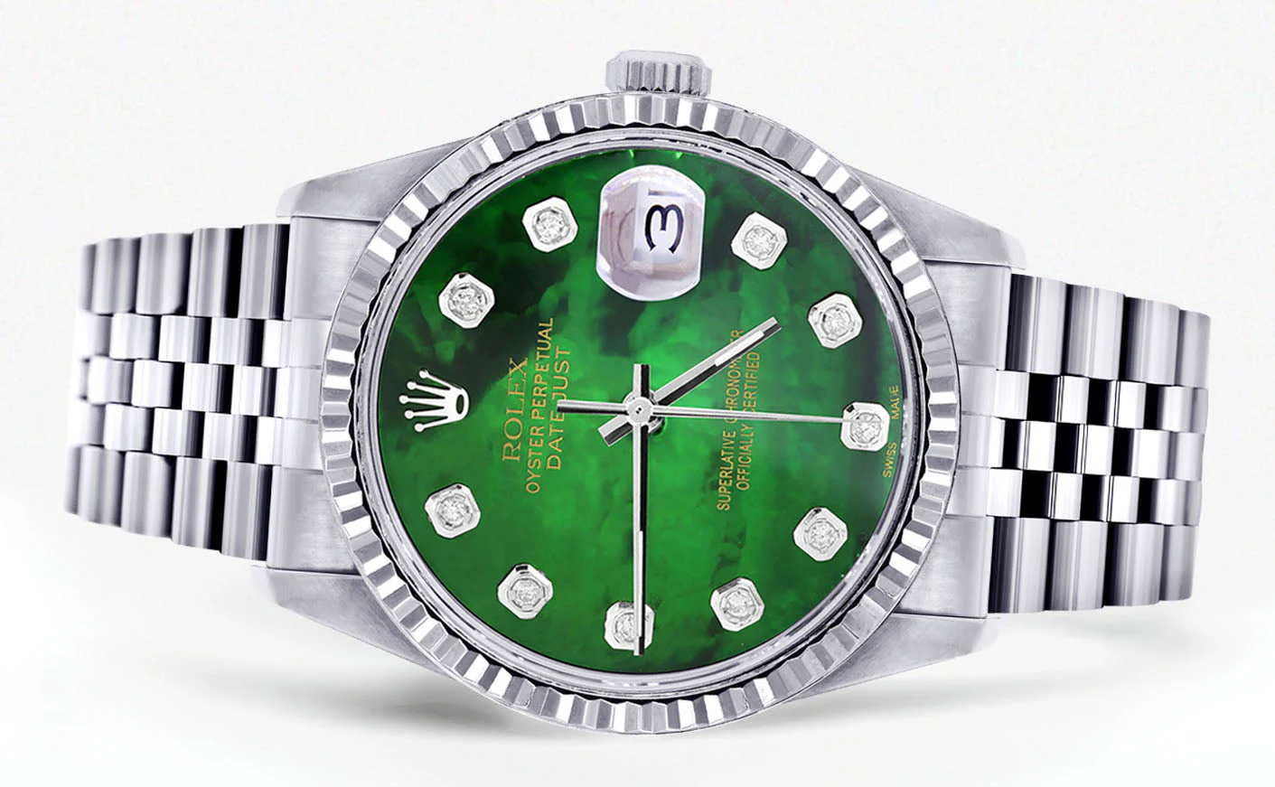 Womens Rolex Datejust Watch 16200 | Fluted Bezel | 36Mm | Green Mother of Pearl Dial | Fluted Bezel | Jubilee Band - Image 2