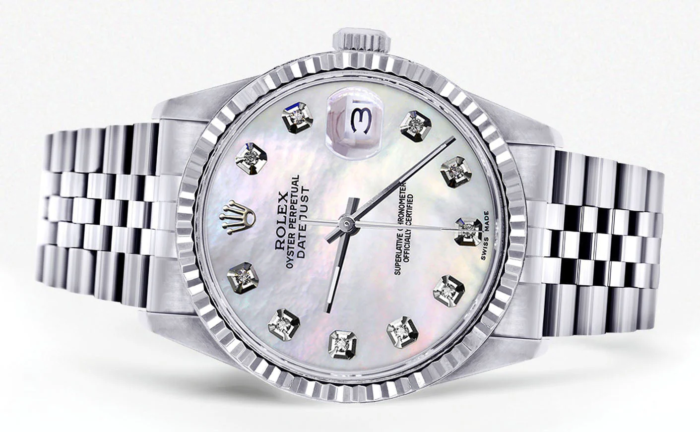Womens Rolex Datejust Watch 16200 | Fluted Bezel | 36Mm | Mother of Pearl Dial | Fluted Bezel | Jubilee Band - Image 2