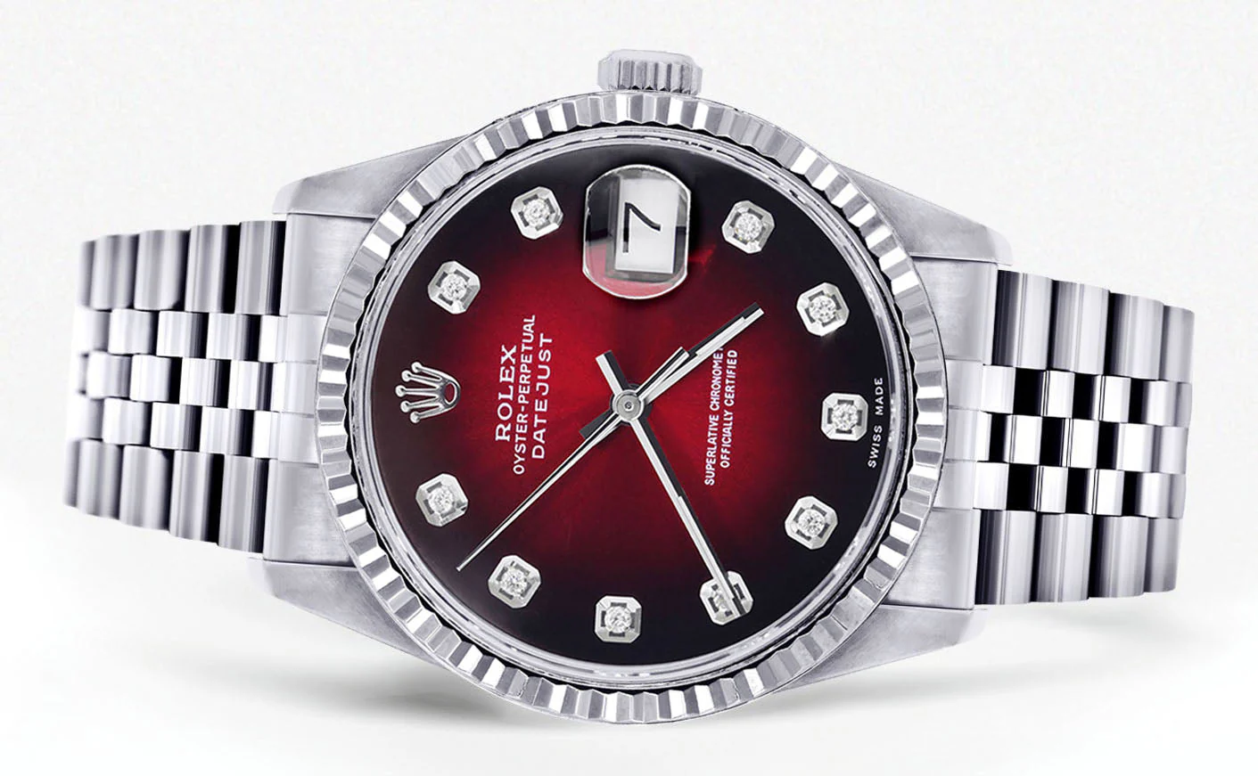 Womens Rolex Datejust Watch 16200 | 36Mm | Red Black Dial | Fluted Bezel | Jubilee Band - Image 2