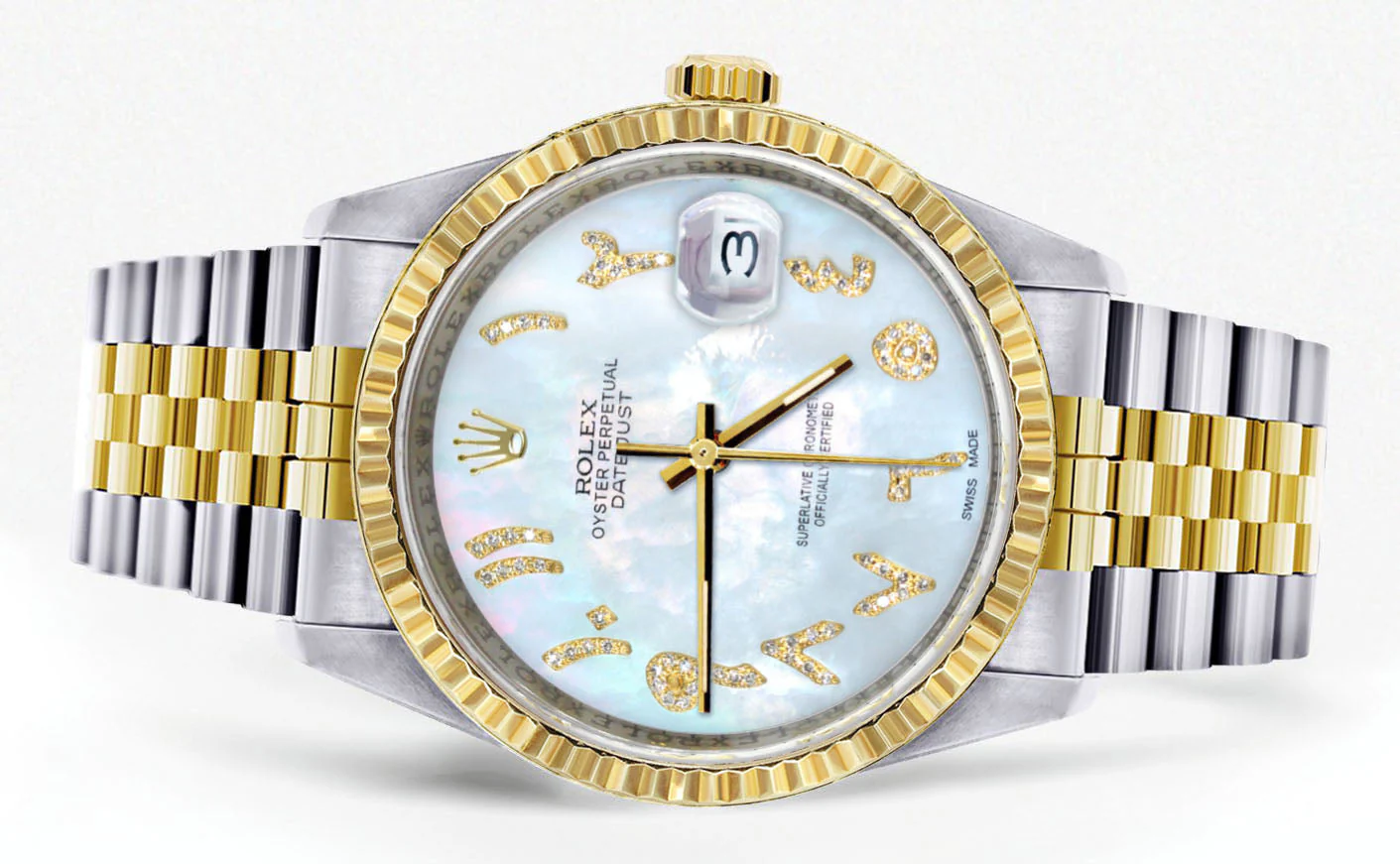 Womens Rolex Datejust Watch 16233 Two Tone | 36Mm | Mother of Pearl Arabic Dial | Fluted Bezel | Jubilee Band - Image 2