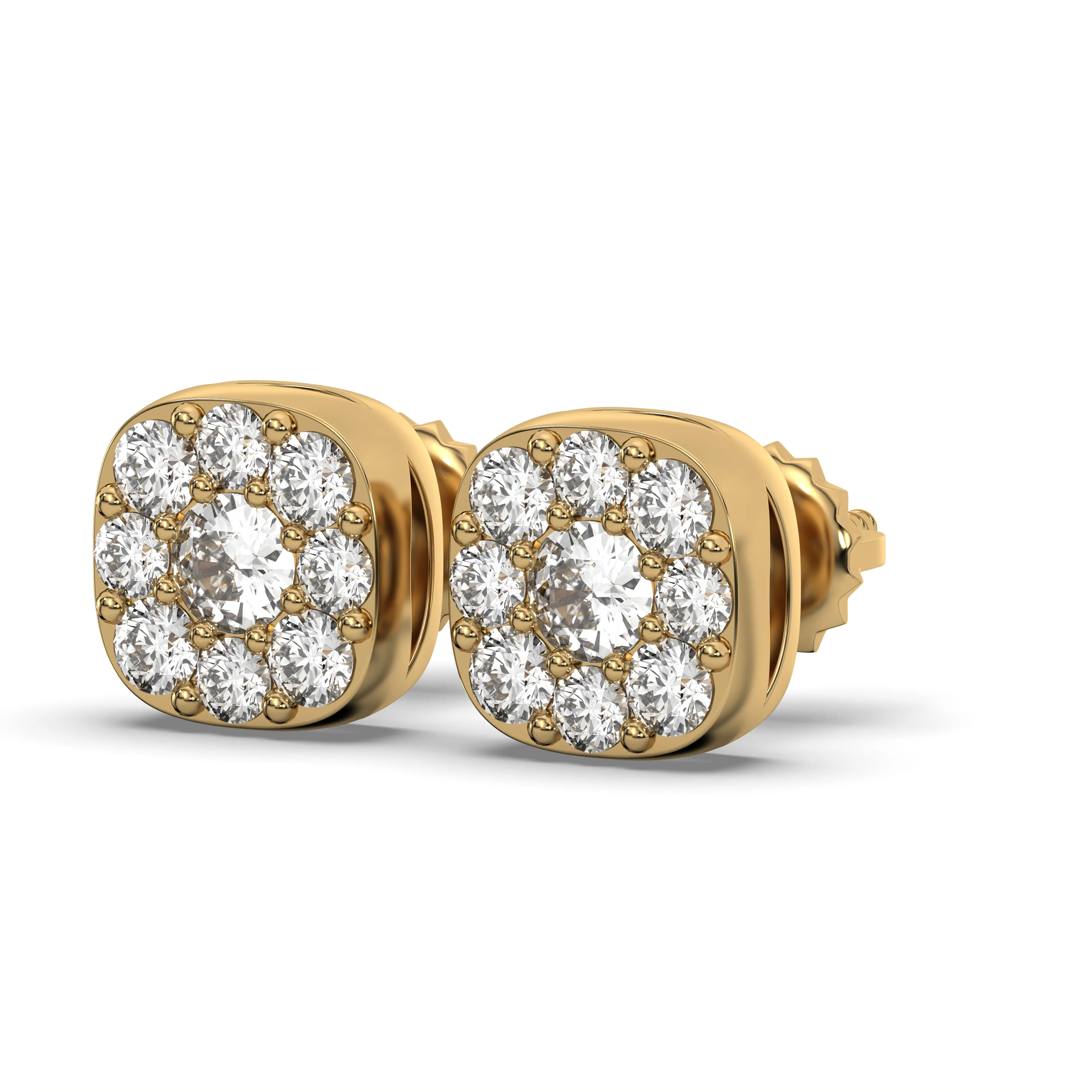 Men's VVS VVS Lab Diamond Gold Cluster Stud Earrings - Image 3