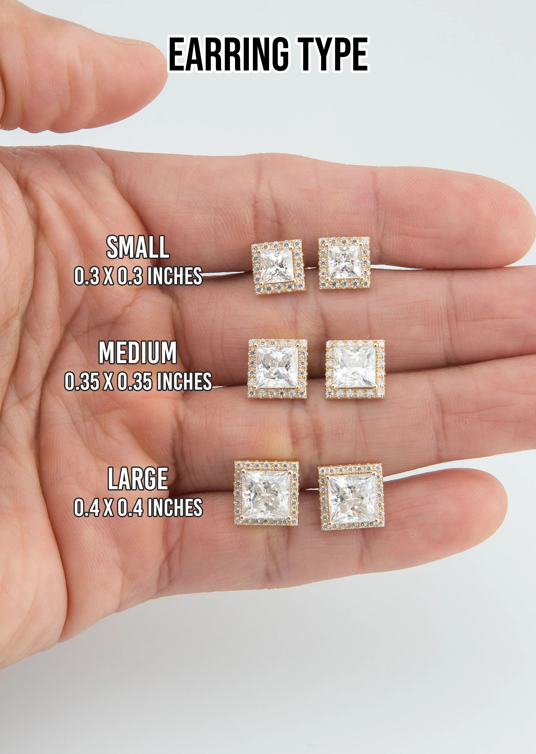 Men's Jewelry - VVS Lab Diamond Halo Princess Stud Earrings For Men | 14K Gold - Image 5