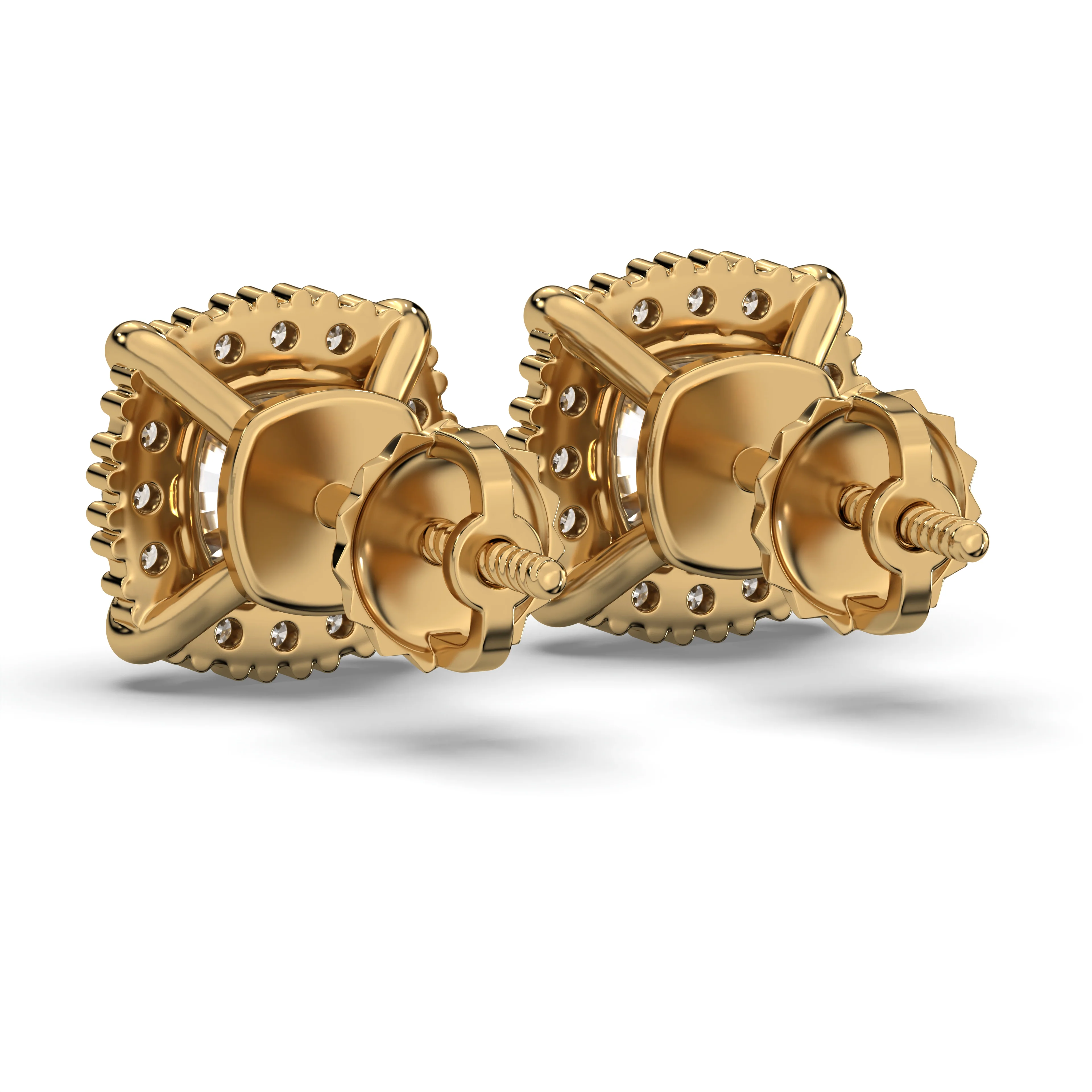 Men's Jewelry - VVS Lab Diamond Halo Stud Earrings For Men | 14K Gold - Image 4