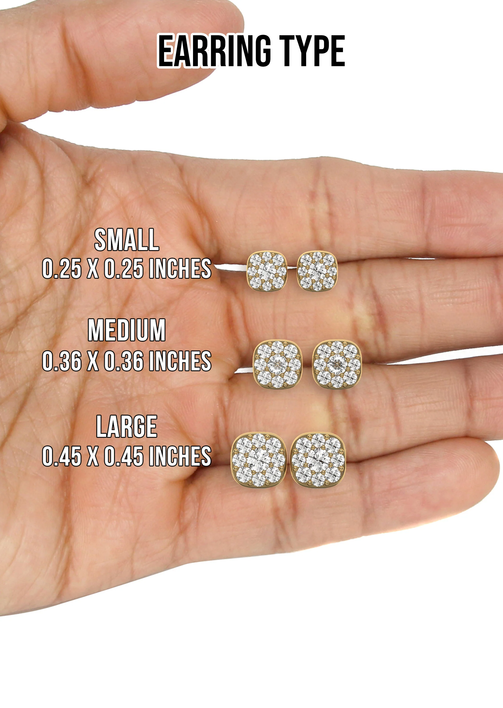 Men's VVS VVS Lab Diamond Gold Cluster Stud Earrings - Image 5